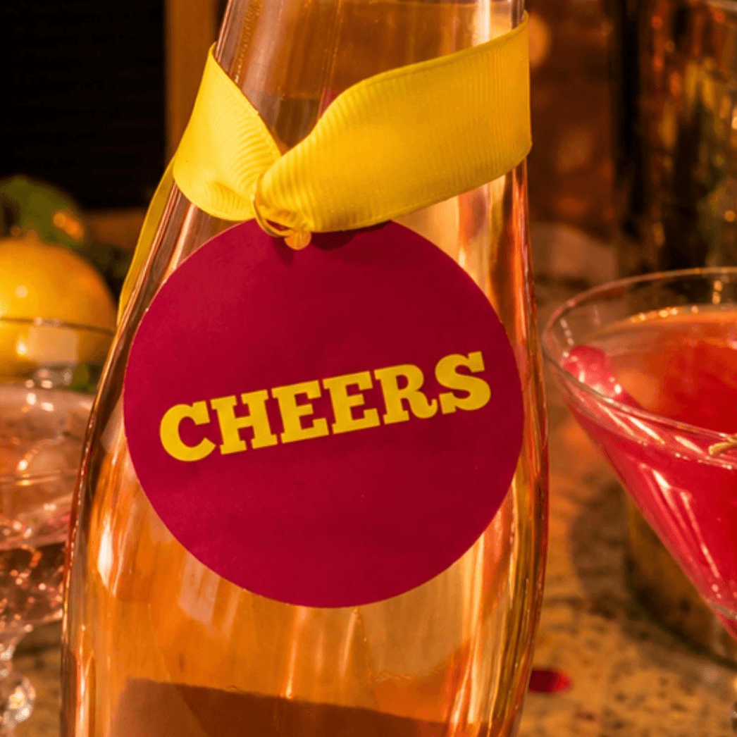 Cheers Bottle Charm Gift Tag