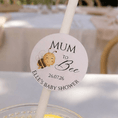 Load image into Gallery viewer, Mum to bee personalised paper straw toppers for Elle's baby shower with a cute bee illustration.
