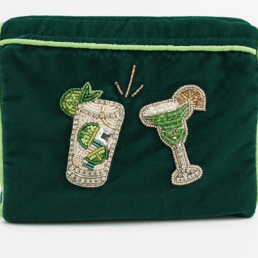 Mojito & Margarita Green Velvet Pouch