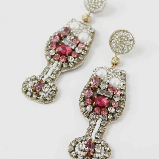 Pink Champagne Beaded Earrings Pre-Order featuring pink and silver beads, perfect for gifting this Christmas.