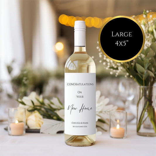 Minimalist New/First Home Personalised Wine Label 750ml