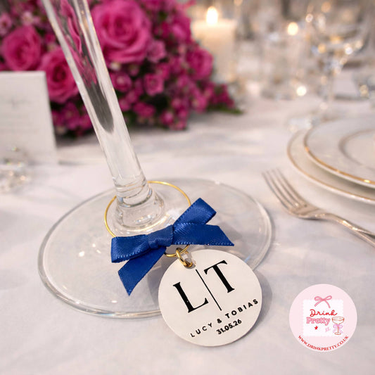 Personalised wine charms for weddings