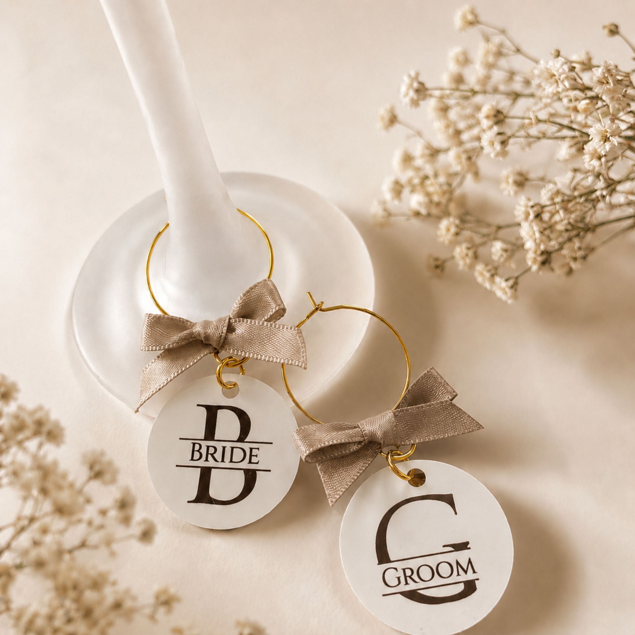 Bride & Groom Wine Glass Charms