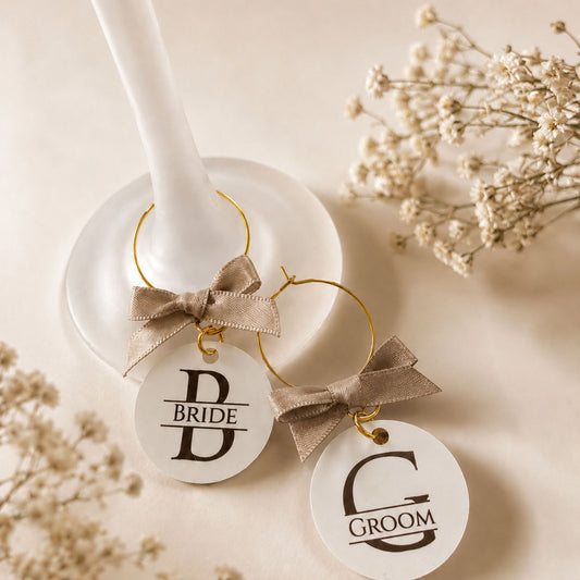 Bride & Groom Wine Glass Charms