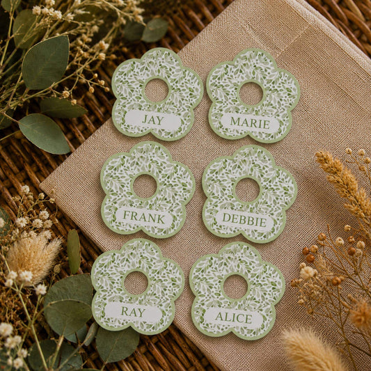 Green Autumn Personalised Name Drink identifiers- Pack of 6
