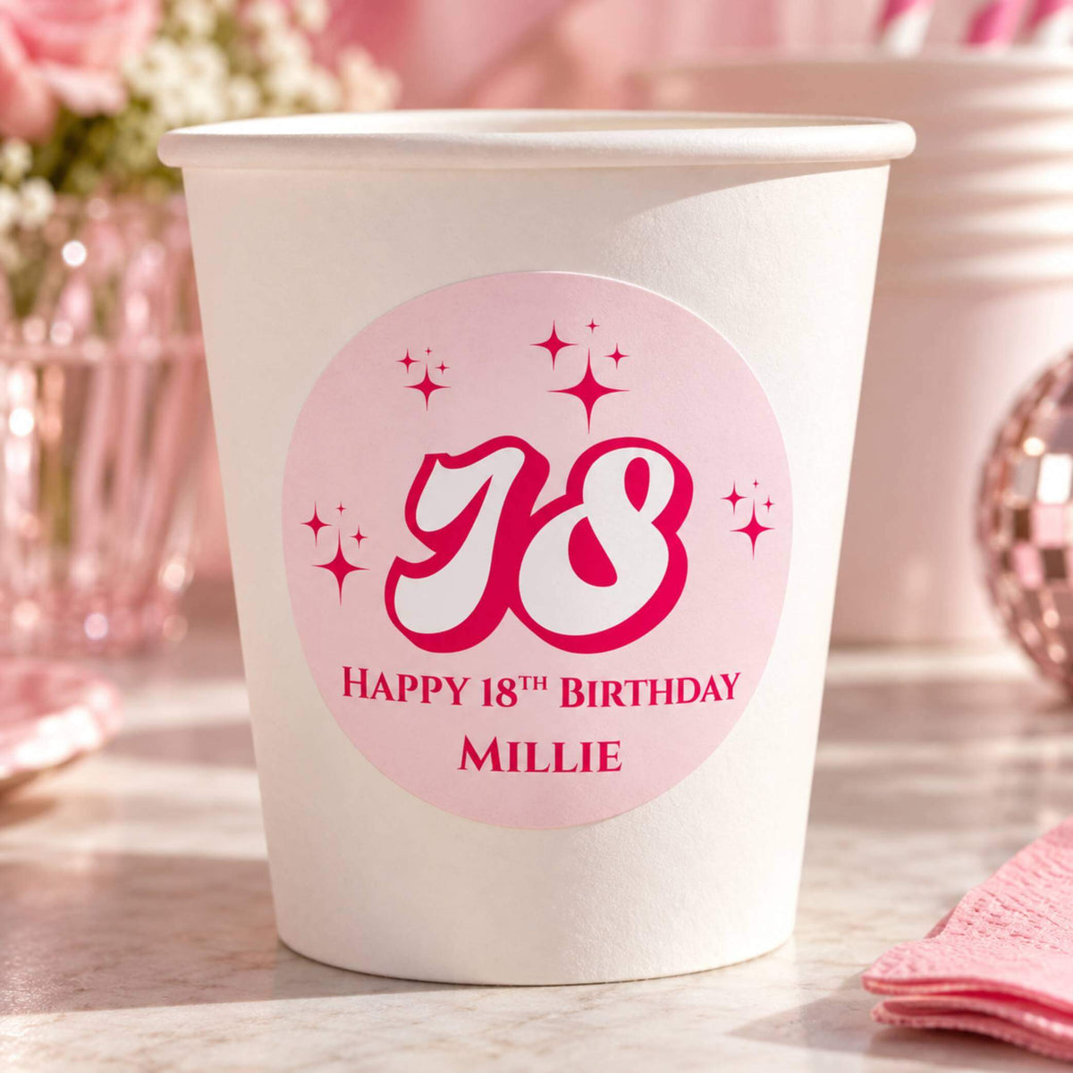 Milestone Birthday Party Stickers For Cups & Favours