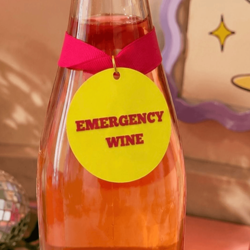 Emergency Wine Bottle Charm Gift Tag